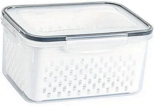Recipiente pequeño de almacenamiento de alimentos y productos frescos con colador extraíble integrado, protector de productos frescos, sin BPA, tapa