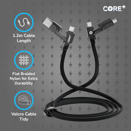 Cable universal 4 en 1 CORE+ de 60W contra el caos de cargadores 4