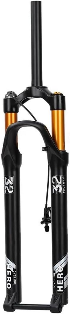 27.5 29 Mountain Bike Suspension Fork Thru Axle 15x110mm Boost Bike Air Fork Straight/Tapered Disc Brake Front Fork Travel 100mm Remote Lockout(Straight,27.5'')