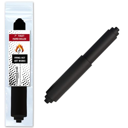 Toilet Paper Roller Holder (7 Inch) Black - Plastic (Spring Loaded) Replacement Spindle Rod - Roll Extender fits Extra Large Bathroom Tissue Rolls -
