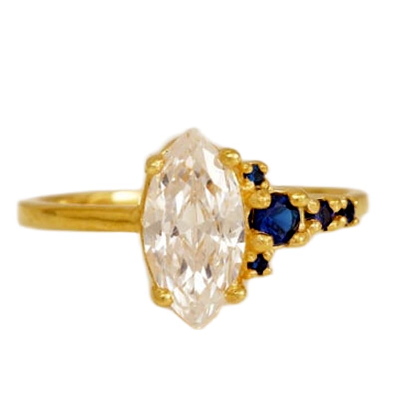 Bague saphir bleu en argent 925, le cadeau romantique idéal pour sceller une promesse