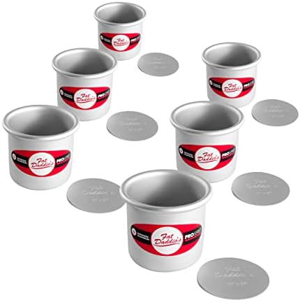 Fat Daddio's PCC-33CASE Anodized Aluminum Round Cheesecake Pans, 6 Piece Set, 3 x 3 Inch - Thumbnail 3