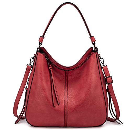 Image of Realer Hobo Crossbody Bags for Women Designer Faux Leather Hobo Handbags Retro Large Size Shoulder Bag Bucket Purse