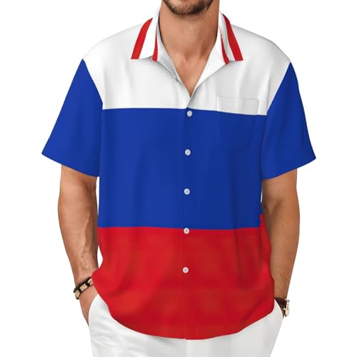 Chemise drapeau russe homme imprimé coloré tenue décontractée été