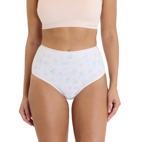 Image of Laura Ashley Women's Cotton Brief Underwear Set, High-Waisted Panties for Women, 5-Pack