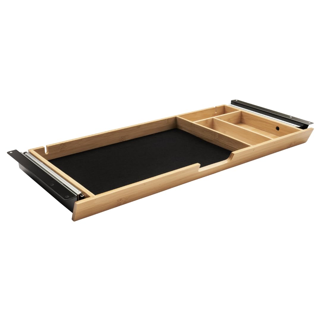 WIRSCHDA® Premium Unterbauschublade Bambus – Schreibtisch Organizer flach & ausziehbar | Untertisch Schublade für Homeoffice & höhenverstellbare Tische | Büro Ordnungssystem Holz