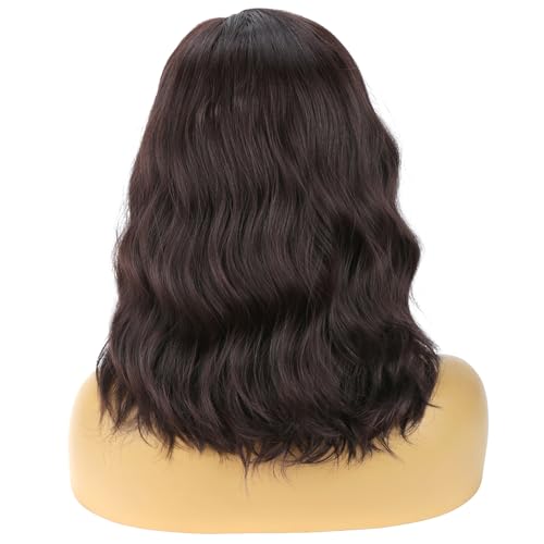 Image of BERON Brown Wigs for Women Short Curly Wavy Wig Girls Mixed Brown Body Heat Resistant Synthetic Hair Wig for Cosplay Party or Daily Use