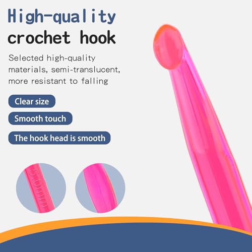 Image of QMNNMA 5 mm Crochet Hook, Ergonomic Crochet Hooks, Crochet Needles | Ergonomic Handle for Arthritic Hands, Colorful Transparent Crochet Hook for Beginners and Crocheting Yarn
