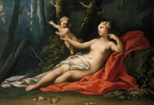 Affiche toile Vénus et Cupidon reproduction d'art Jacopo Amigoni portrait de 60x90cm