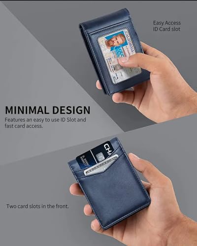 Slim Money Clip, Men's Wallet-Front Pocket Card Holder Bifold RFID Blocking (Black)3
