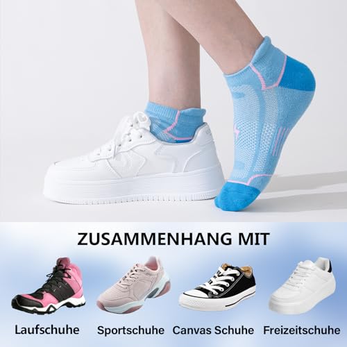 Niorasen Sneaker Socken Damen 39-42 35-38, Socken Damen Atmungsaktive Anti-Blasen Baumwolle 6 Paar, Sportsocken Kurze Gepolsterte Multi Athletic Laufsocken