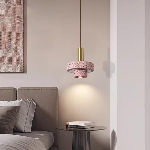 Suspension LED 5W terrazzo rose moderne avec cordon réglable