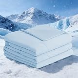 BEAUTEX Cooling Comforter Queen Size - Double Sided Cool Blanket for Hot Sleepers and Night Sweats, Q-Max>0.45, Breathable Lightweight Silky Summer Ice Blankets for All Season (Blue, 90