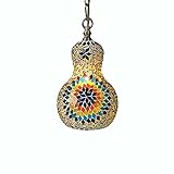 Material: las luces colgantes de techo con pantalla de vidrio hechas a mano turcas son adecuadas para su familia. Está hecho de hierro, que es estable y duradero. La superficie está galvanizada con bronce verde, que no es fácil de oxidar.