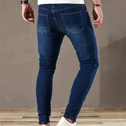 Men's Spring Fall Jeans – Slim Fit Skinny Blue Denim Pants, Casual Street Style Trousers3