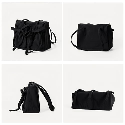 Coquette Tote Bag Women Bow Tie Balletcore Shoulder Bag Zipper Nylon Bags Casual Lightweight Coquette Stuff2