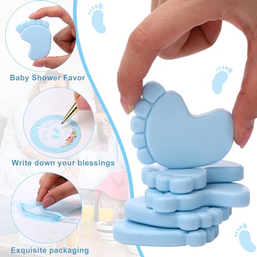 Dimsile 50 Sets Baby Shower Favors Handmade Feet Scented Soap Party Favors for Guests Gifts with Organza Bags and Thanks Tags for Gender Reveal Baptism Shower Wedding Party(Blue)