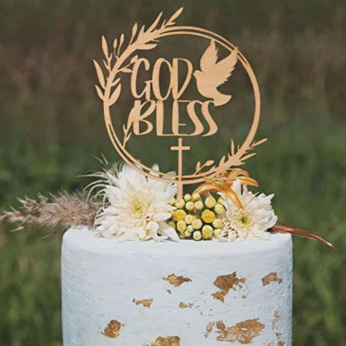 God Bless Cake Toppers - Baptismal Boy And Girl Cake Tops, First Communion Cake Decorations, Wooden Cake Decorating Supplies, Religious Cake Decorations, Personalized Cake Tops #TOP4