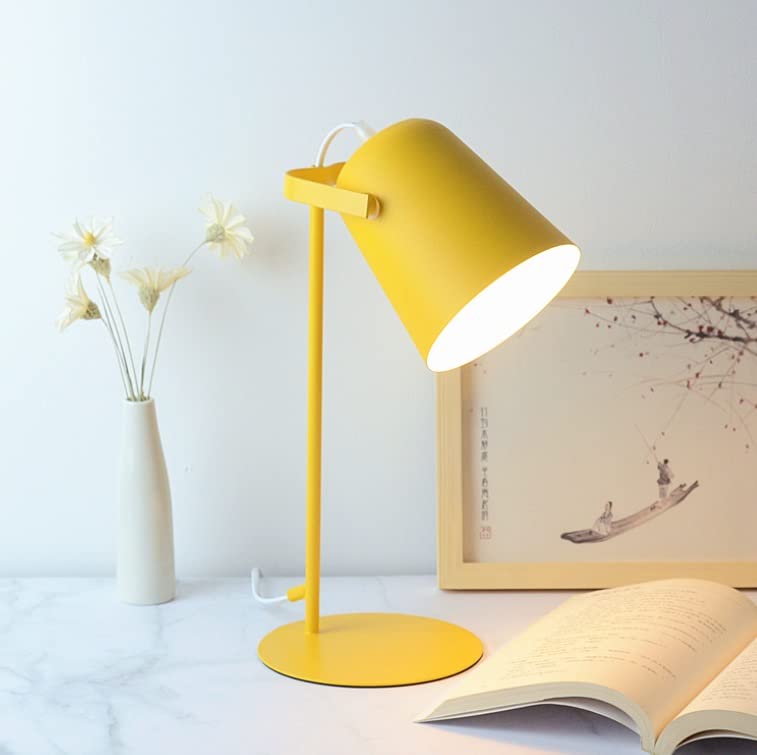 Schreibtischlampen Moderne LED-Tischlampen Eisen-Augenschutz-Schreibtischlampen Student Führte Keine Stroboskopischen Kreativen Mädchen-Nachttischlampen Leselampe Bett(Yellow)