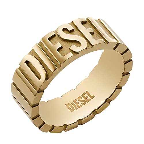 Diesel Anillos de acero inoxidable para hombre, Tono Oro, 11.5