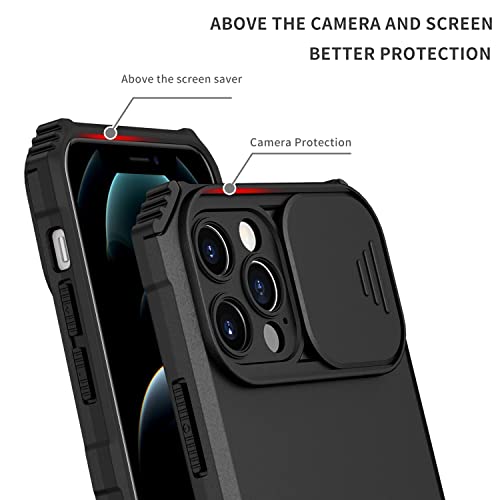 Image of ShieldTech Back Cover Case for Apple iPhone 13 Pro | Sliding Camera Shield | Stereoscopic Stand | Shockproof 360 Protection | PC + TPU Hybrid Mobile Phone Case Cover for iPhone 13 Pro | Black