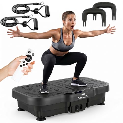 Image of Zoomsnail Vibration Plate Exercise Machine, 8000 Vibrations /min Adjustable Fitness Platform, 400 Lbs Capacity Whole Body Workout Extra Large Size Platform with Bluetooth for Weight Loss, Women & Men