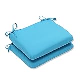 Pillow Perfect Outdoor Veranda Turquoise Rounded Corners Seat Cushion, Set of 2