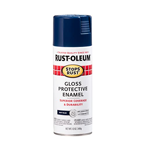 Image of Rust-Oleum 7723830 Stops Rust Protective Enamel Spray Paint for Metal, Alloy and Wood (Gloss Navy - 340 Grams)