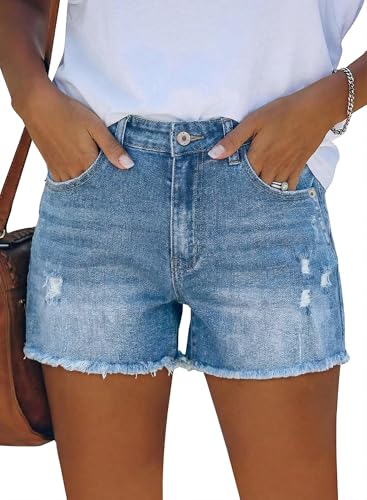 Image of CHICZONE Womens Mid-High Waisted Stretchy Denim Jean Shorts