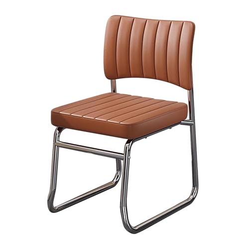 CLLXDZ Sillas de Oficina sin Ruedas, Silla Oficina sin Ruedas, Sillas de recepción de Piel sintética, Sillas fijas para Invitados de Oficina para reuniones, Vestíbulos y baños(Brown)