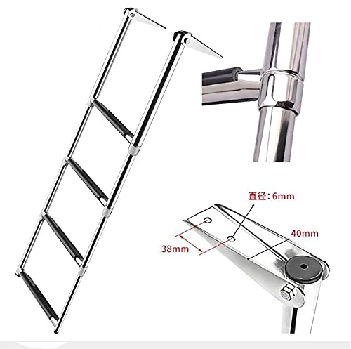 Escalera telescópica plegable de acero inoxidable 2 pasos miniatura 4