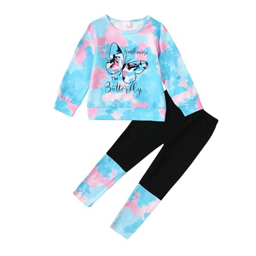 Image of Girls Clothes,Girls Fall Clothes Tie Dye Sweatshirt and Spliced Sweatpants 2pcs Girls Clothing Set 5-14t