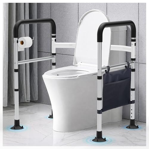 WHLICKS Toilet Safety Rails, Height & Width Adjustable Detachable Toilet