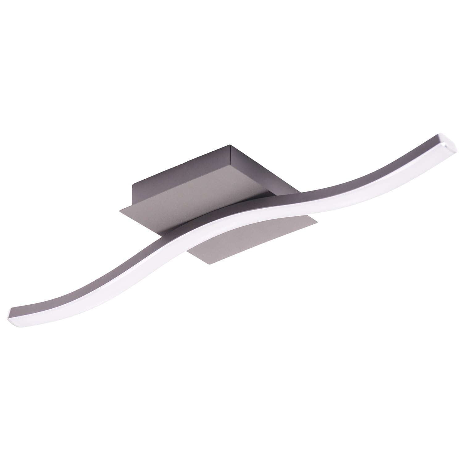 Happy Homewares Contemporary Designer Single Wavy Strip LED Ceiling Light Fitting in Matte Grey | 6w LED | 3000k Warm White | 300 Lumens | Class 1 โ image 1