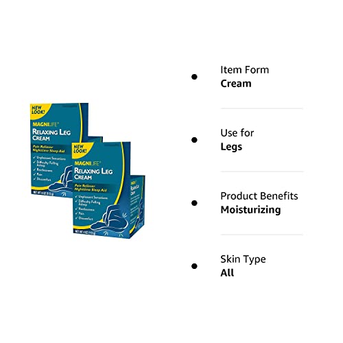 Magnilife Relaxing Leg Cream, Deep Penetrating Topical For Pain And Restless Leg Syndrome Relief, Naturally Soothe Cramping, Discomfort, And Tossing With Lavender And Magnesium - 2 Packs Of 4Oz #TOP6