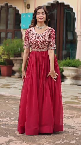 Image of Fashion Basket Georgette Embroidered Anarkali Gown for Women
