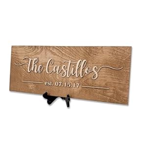 Personalized Family Name Sign – Custom Wooden Name Sign, Wedding Welcome Sign, Newlywed & Housewarming Gifts, New Home Gift Ideas, Family Name Sign, Hickory Hollow Designs (Est. Full Date)