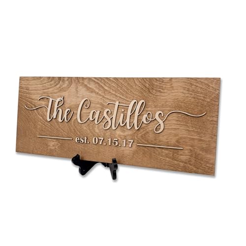 Personalized Family Name Sign Custom Wooden Name Sign Wedding Welcome Sign Newlywed & Housewarming Gifts New Home Gift Ideas Family Name Sign Hickory Hollow Designs (Est. Full Date)