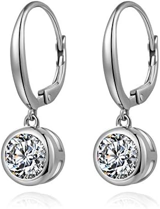 jiamiaoi Pearl Earrings for Women Silver Pearl Drop Earrings Hypoallergenic Pearl Earring Leverback Pearl Earrings Drop, Pearl Hoop Earrings with Diamonds Freshwater Pearl Dangle Earrings