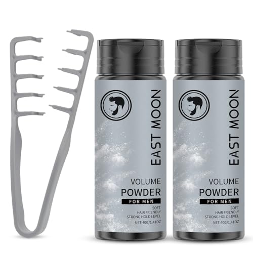 Polvere di texture per capelli maschili (2 flaconi) + Pettine per texture, Fluffy Hair Powder con effetto opaco, pettine per ricci, pettine per capelli a denti larghi volumizzante – Look naturale