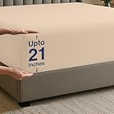 Drap-housse avec bonnet extra profond : drap-housse pour lit Queen Size mesurant 152,4 x 203 cm avec un bonnet profond de 45,7 à 53 cm qui s'adapte aux matelas surdimensionnés jusqu'à 53 cm d'épaisseur et un design qui complète parfaitement votre parure de lit.