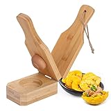 Crispy Green Plantain Tostones Press Mold Maveite 2 in 1 Stuffed Plantain Press Tostonera Cups Bamboo For Making Stuffed Tostones Bamboo Wood Tostonera Plantain Press Banana Smasher Maker
