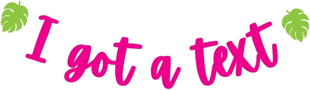I Got a Text Banner – Fuchsia Bachelorette Party Decoration with Lime Green Tropical Leaves – Love Island Theme Bridal Shower Decor