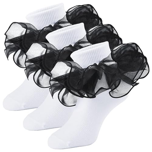 Toddler Baby Sock Big Girls Fashion Soft Lace Ruffled Comfy Socks Children 3Pc Breathable Eyelet Ankle Sock