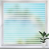 Geahod Fensterfolie Streifen Blickdicht Sichtschutzfolie Selbstklebend ohne Klebstoff Statisch Folie Sonnenschutz Scheibenfolie Milchglasfolie für Zuhause und Büro 90*200CM