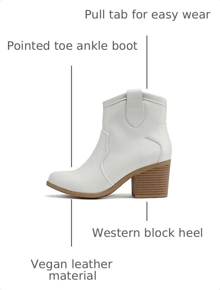 Image of Soda inchTELLER inch ~ Women's Western Cowboy Boots with Stitched Detailing, Pointed Toe, and Low Block Heel