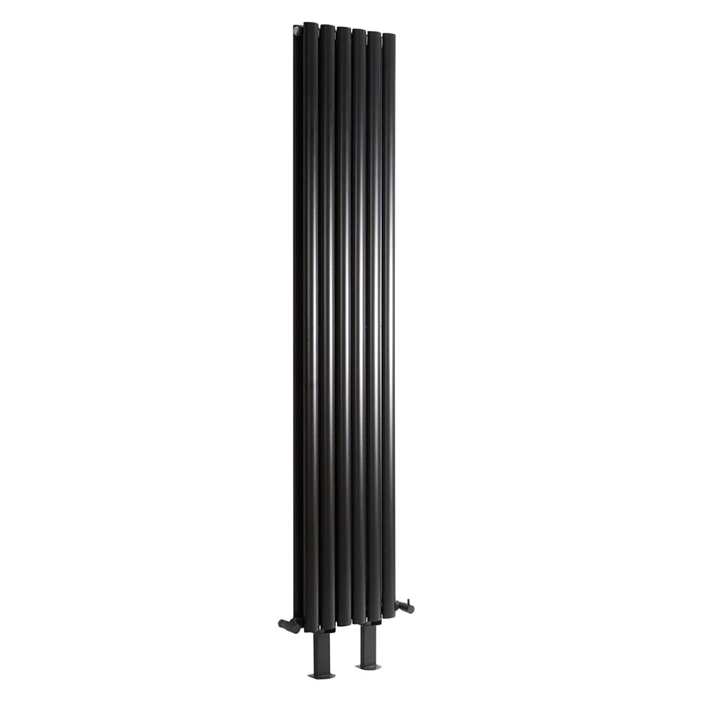 Milano Black Aruba Vertical Double Oval Panel Radiator Feet - 1780Mm X 354Mm