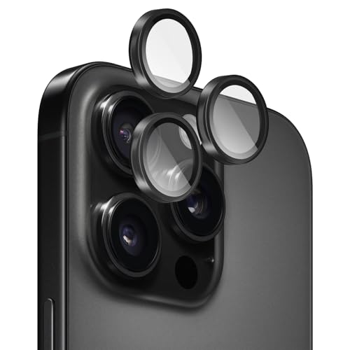 Image of GRIPP 3in1 Focal Camera Lens Protector for iPhone 16 Pro, iPhone 16 Pro Max / 17 Pro / 17 Pro Max / 15 Pro / 15 Pro Max, Aluminium Alloy Ring, Ultra-Clear HD Glass, Easy Install - Black