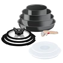 Lagostina Ingenio Vivissima, Set 10 Pezzi in Ceramica Antiaderente con Manico Rimovibile, 100% Alluminio Riciclato con Tecnologia Thermo-Signal per Tutte le Fonti di Calore Inclusa Induzione