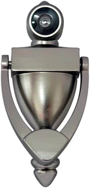 QCAA Door Knocker with 180° Viewer - Durable Zinc Die-Cast Satin Nickel, 5-1/2" Height for Home Security